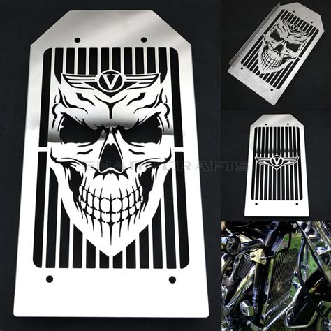 Motorcycle Parts Skull Radiator Grille Guard Cover For Kawasaki Vulcan