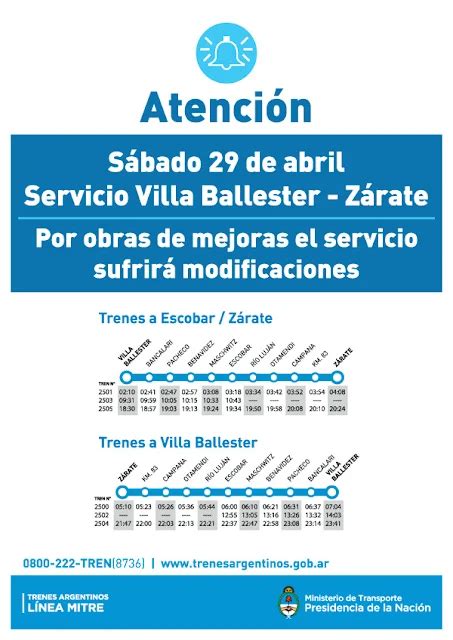 CRÓNICA FERROVIARIA Línea Mitre Por obras modifican horario tren de