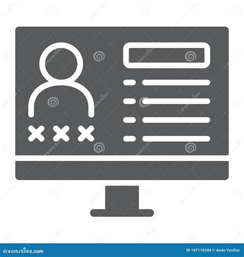Criminal Database Glyph Icon, Data and Crime, Monitor Sign, Vector