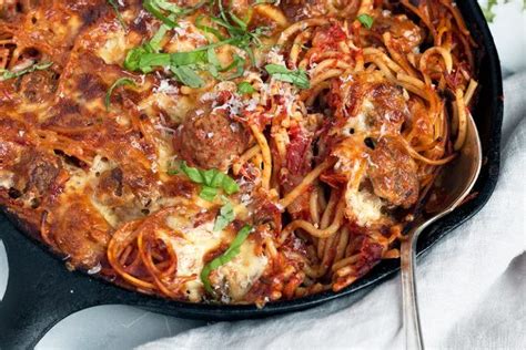 Baked Spaghetti and Meatballs - Seasons and Suppers