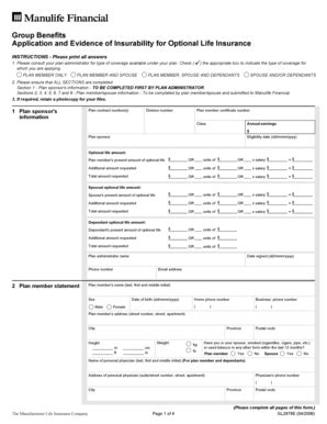 Fillable Online Optional Life Insurance Application Form Fax Email