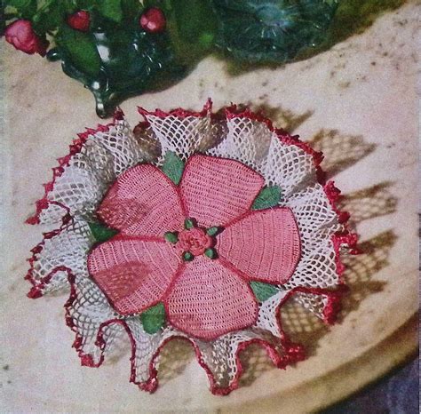 1950 S Vintage Crochet Book Doily Bouquet Spider Web Rose Ruffle