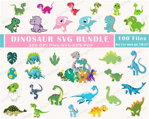 Dinosaur Svg Bundle T Rex Svg Dinosaur Cut Files Cute Dinosaur Svg