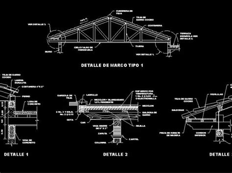 Estructura De Techo De Dos Aguas En Autocad Cad Kb