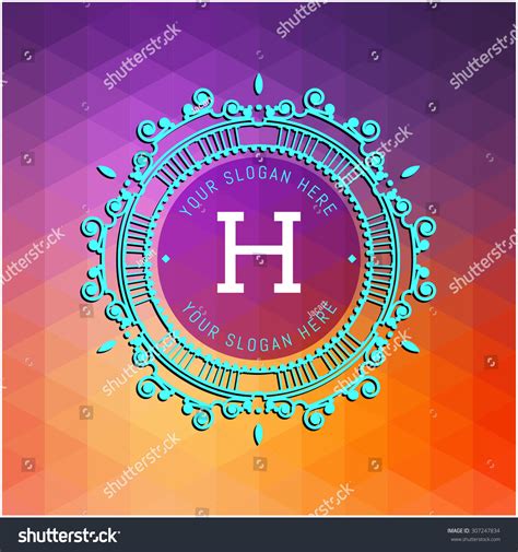 Letter H Colored Triangular Texture Flourishes Stock Vector Royalty