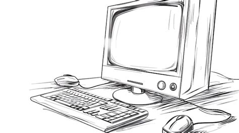 Premium Photo A Drawing Of A Computer With A Pencil And A Keyboard