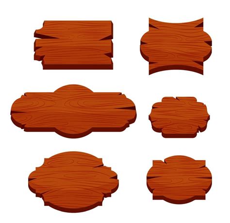 Set Of 6 Shapes Wooden Sign Boards Vector Illustration 16088215 Vector