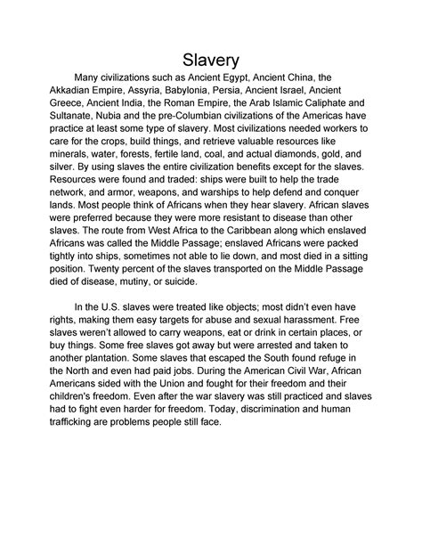 Slavery Summary - Pls Like:) - Slavery Many civilizations such as