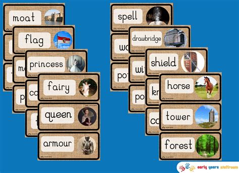 Fairy Tales Themed Word Cards Hessian Background Early Years Staffroom