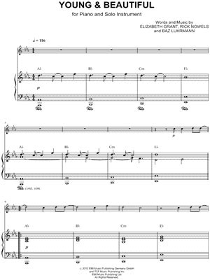 "Young & Beautiful" Sheet Music - 18 Arrangements Available Instantly ...