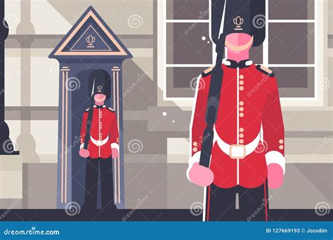 British Royal Guardsman Queens Soldier Character Stock Vector