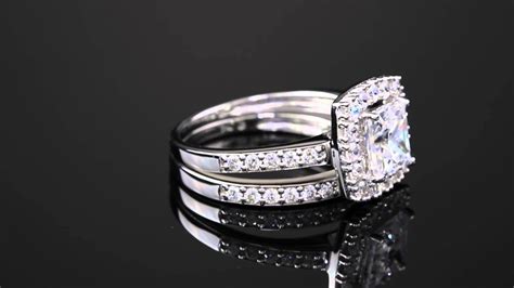 1 93 TCW Princess Cut Cubic Zirconia Two Piece Bridal Set In Platinum