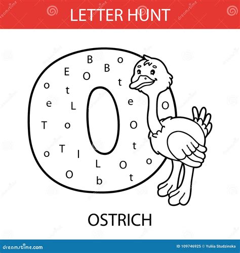 Animal letter hunt ostrich stock vector. Illustration of kids - 109746925