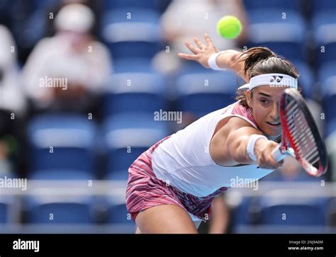 Caroline GARCIA Of France Hits A Ball Against Shuai ZHANG Of China