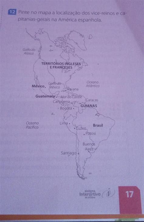 pinte no mapa a localização dos vice reinos e capitanias gerais na