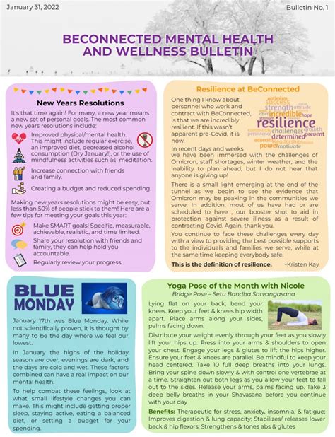 Beconnected Mental Health And Wellness Bulletin Beconnected Support