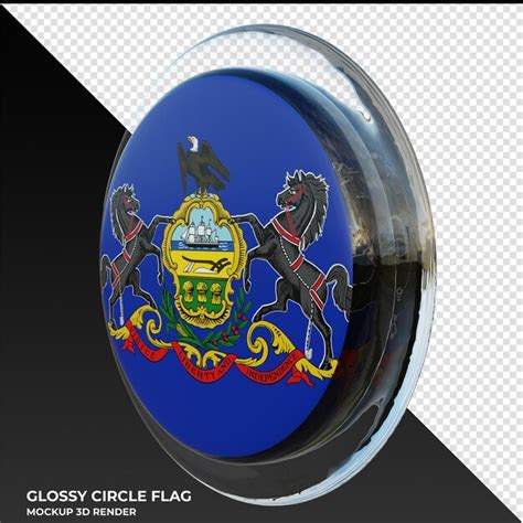 Premium Psd Pennsylvania0002 Realistic 3d Textured Glossy Circle Flag