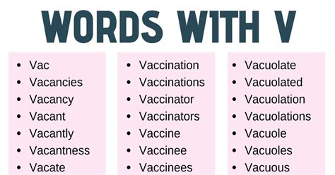 Words That Start With V List Of 400 V Words With Example Sentences