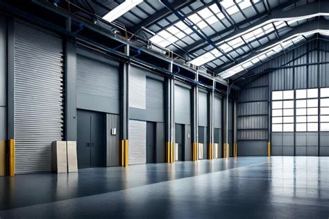 Premium AI Image | a large warehouse with a door that says " exit