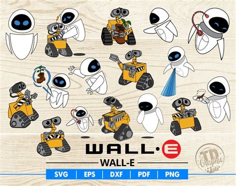 Wall E Svg Bundle Disney Wall E Clipart Eve Svg Vector Files Png