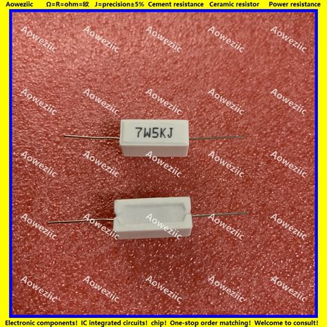 10Pcs 7W5KJ 7W5KΩ RX27 Horizontale Cement Weerstand 7W 5K Ohm 7W5K ...
