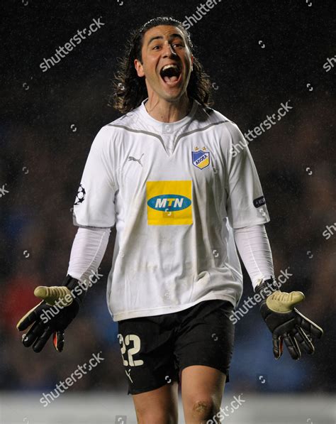 Apoel Nicosia Goalkeeper Dionisis Chiotis Celebrates Editorial Stock