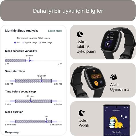 Fitbit Versa 4 Akıllı Saat Aktivite ve Uyku Takibi Solunum ve Nabız