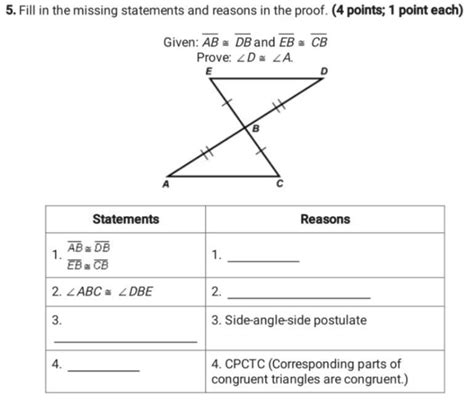 Fill In The Missing Statements And Reasons In The Proof Brainly