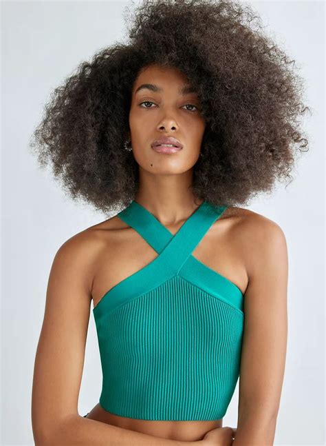 SCULPT KNIT CRISS CROSS CROPPED TANK Aritzia Halter Crop Top Knitted