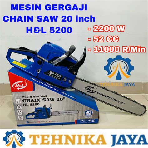 Jual Gergaji Mesin HL 5200 Chainsaw 20 Inci H L 5200 Senso 52 CC