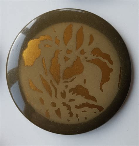 An Extra Large Tight Top Celluloid Coat Button In Gold And Sage