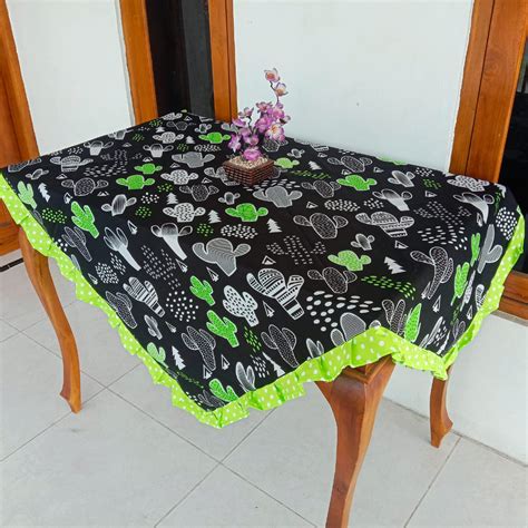 Jual Taplak Meja Kain Rumbai Ruang Tamu Mewah Ukuran 120 X 120 Cm Aneka