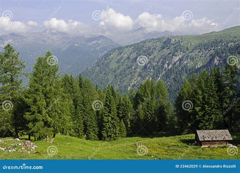 Wooden Cabin In The Italian Dolomites Stock Image Image Of Summer