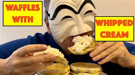 ASMR Eating Waffles With Whipped Cream MUKBANG YouTube