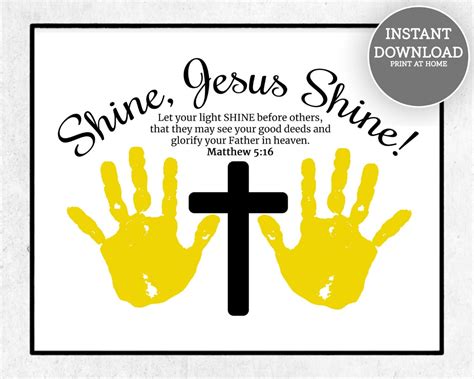 Shine Jesus Shine Handprint Craft Printable Matthew 5:16 - Etsy Canada