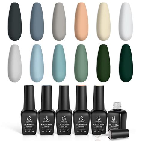 Amazon Beetles Juego de esmaltes de uñas de gel azul y verde 6