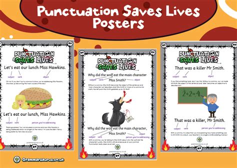 Punctuation Saves Lives Posters Grammarsaurus