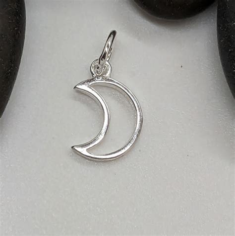 Sterling Silver Moon Charm Hollow Moon Shape Charm Pendant Etsy