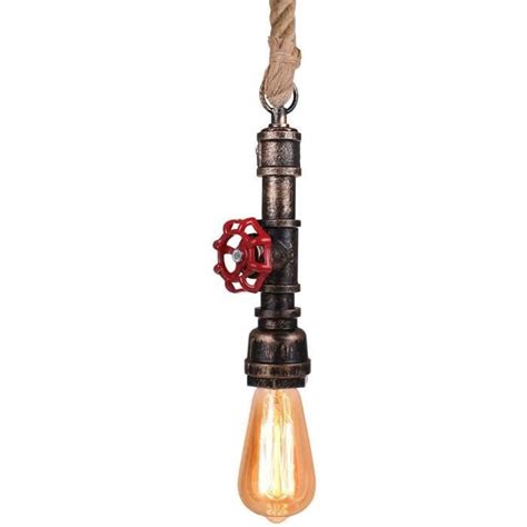 Lustre Corde Chanvre Vintage Suspension Luminaire De Metal Lampe