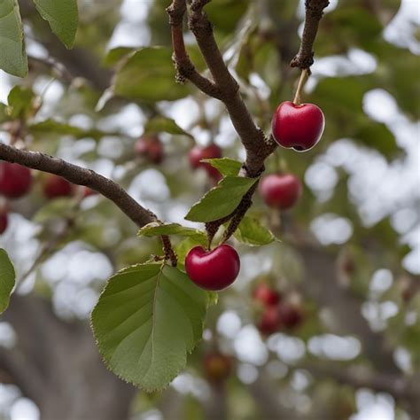 Una Rama Con Cerezas Colgando De Ella Y Una Rama Que Tiene Una Hoja