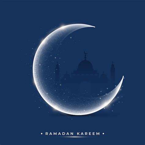 Concepto de ramadán kareem con luna creciente brillante sobre fondo de