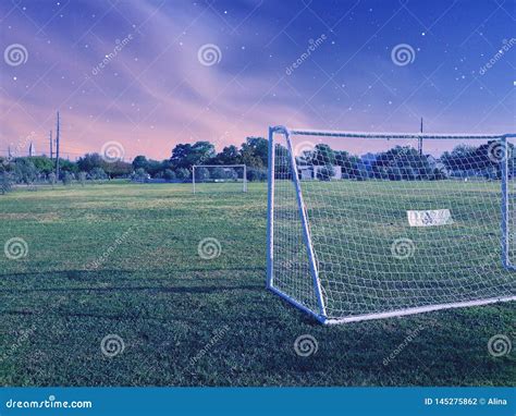 Sports Field Soccer Sky Stars Stock Photo - Image of sports, purple ...