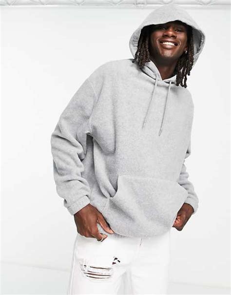 Asos Design Oversized Hoodie In Gray Polar Fleece Asos