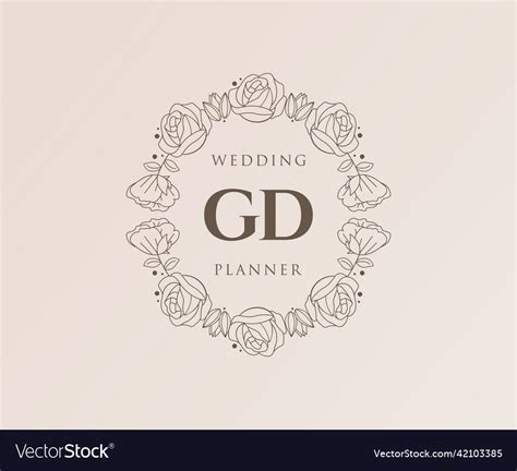 Gd Initials Letter Wedding Monogram Logos Vector Image