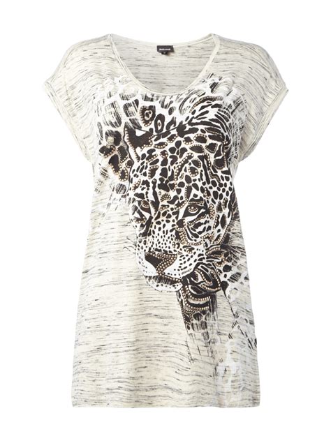 Just Cavalli Shirt Mit Leoparden Print Und Nieten Offwhite Online Kaufen