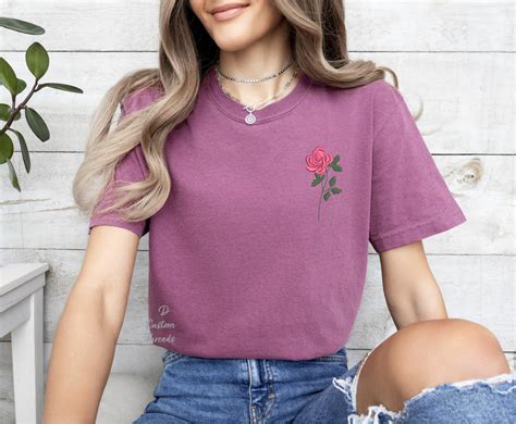 Custom Birth Month Flower T Shirt Embroidered Shirt Custom Flowers Personalized Birth Month