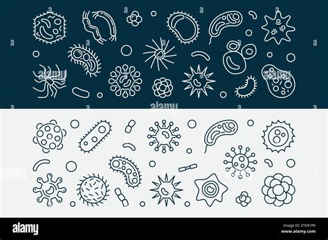 Bacteria Viruses And Fungi Horizontal Banners Vector Illustration In