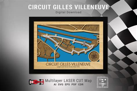 Circuit Gilles Villeneuve Map SVG Race Tracks 3D Wood Map Formula 1