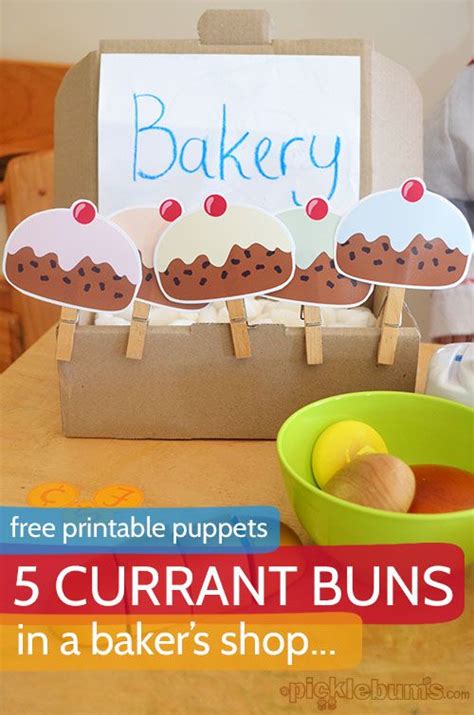 Five Currant Buns Puppets Free Printable Nursery Rhyme Crafts