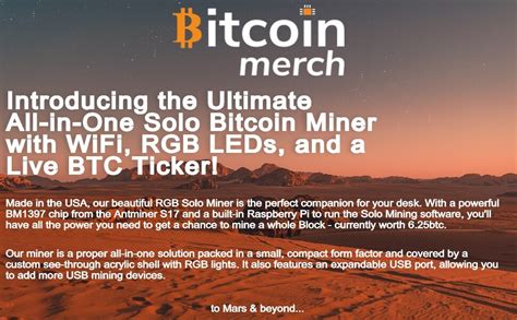 Bitcoin Merch® Mars Lander Solo Bitcoin Miner Con Compac F Hasta 300 Ghs Mx